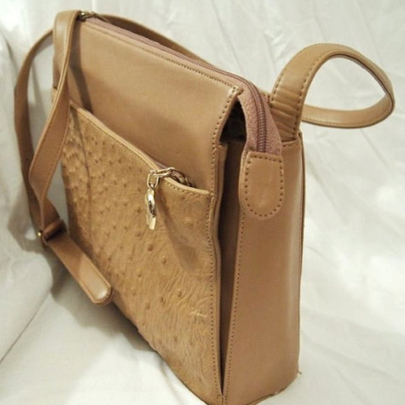 GIANI BERNINI SHOULDER BAG TAN LEATHER TEXTURED - Picture 4 of 6